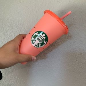 Starbucks PEACH to HOT PINK color changing cup!!
